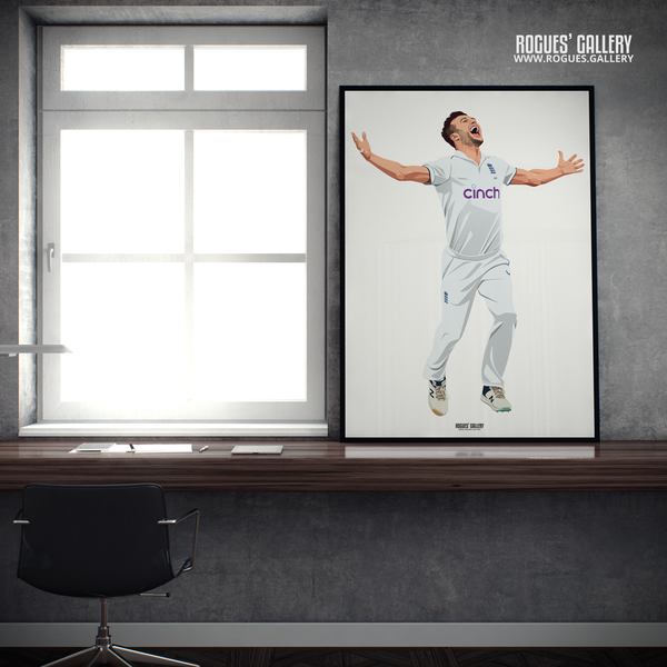 Mark Wood Ashes 2025 England fast bowler A2 print