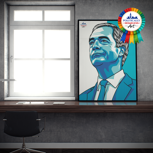 Nigel Farage Reform UK Leader modern portrait A2 print politically homeless art