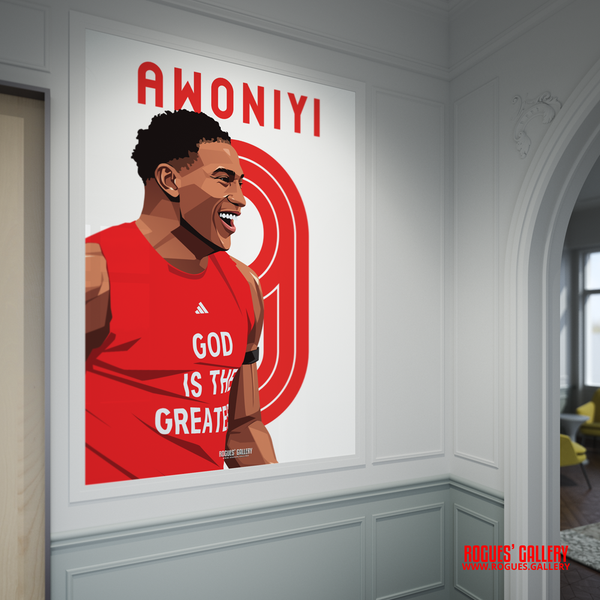 Taiwo Awoniyi Nottingham Forest striker signed poster Nigeria God 9