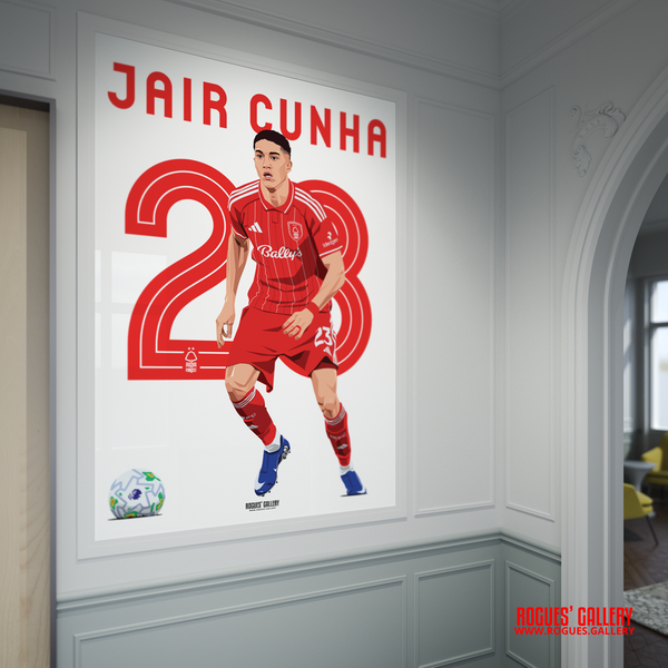 Jair Cunha Nottingham Forest centre back 23 signed poster Brazil