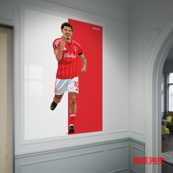 Morgan Gibbs-White Nottingham Forest hat trick celebration A0 print Red City Ground