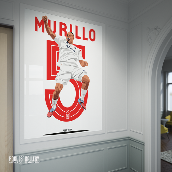Murillo 5 Nottingham Forest Brazil centre half signed poster Anfield goal celebration