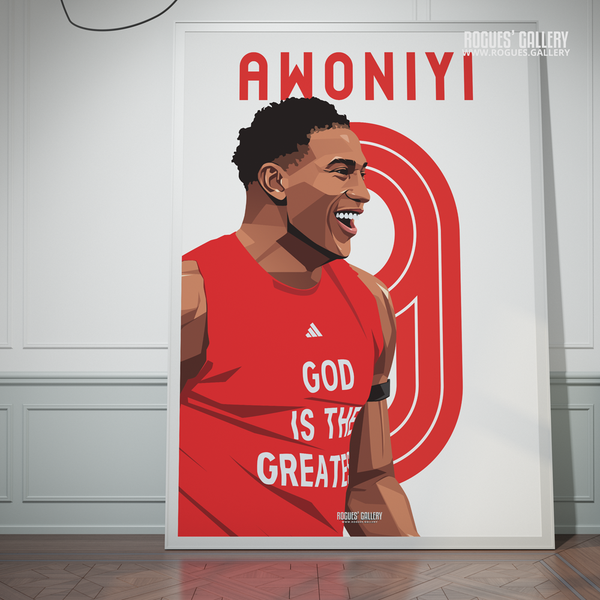 Taiwo Awoniyi Nottingham Forest striker A0 print Nigeria God 9