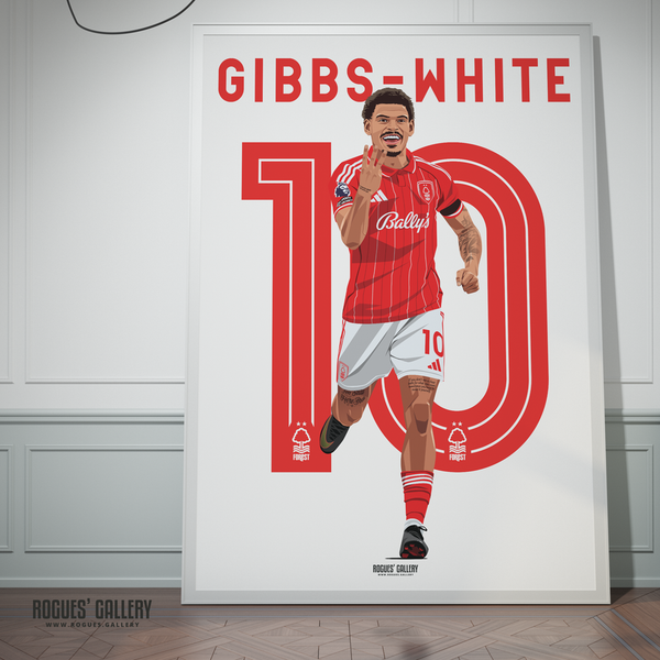 Morgan Gibbs-White Nottingham Forest hat trick celebration A0 print 10