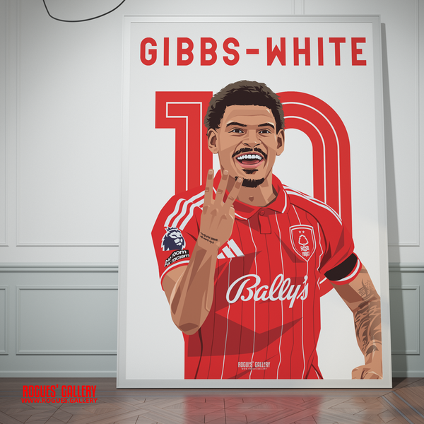 Morgan Gibbs-White Nottingham Forest hat trick celebration framed picture close up
