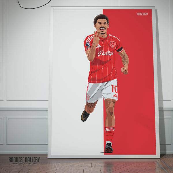 Morgan Gibbs-White Nottingham Forest hat trick celebration framed picture Red City Ground