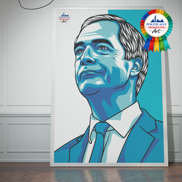 Nigel Farage Reform UK Leader modern portrait framed poster politically homeless art