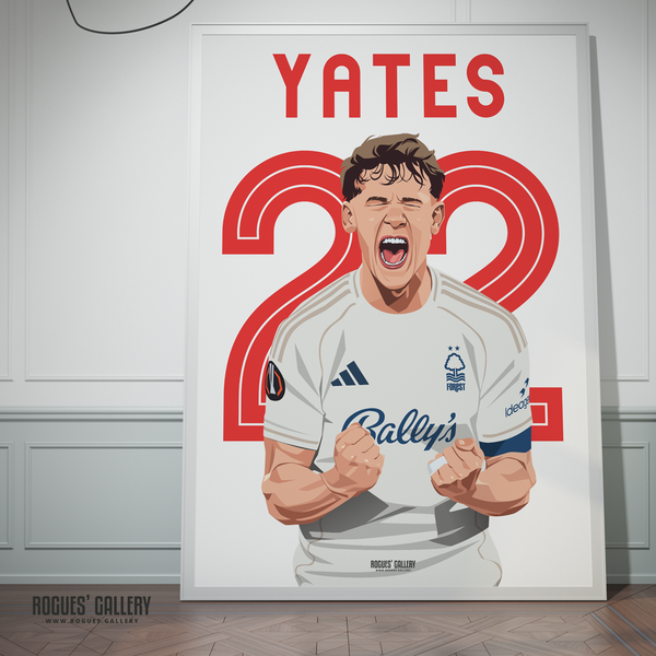 Ryan Yates Nottingham Forest captain goal A0 print Europa League celebration 22 
