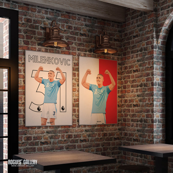 Nikola Milenkovic - Nottingham Forest - A0, A1, A2 or A3 Red & White Prints