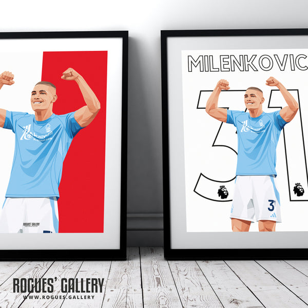 Nikola Milenkovic - Nottingham Forest - A0, A1, A2 or A3 Premier League Name & Number Prints