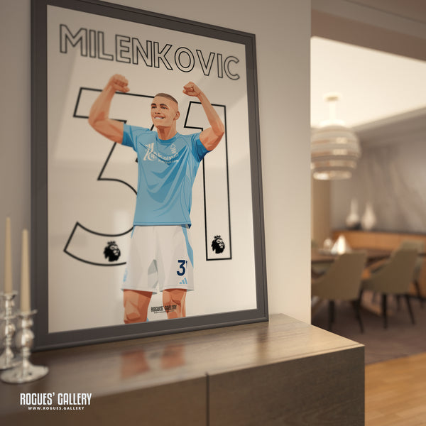 Nikola Milenkovic - Nottingham Forest - A0, A1, A2 or A3 Premier League Name & Number Prints