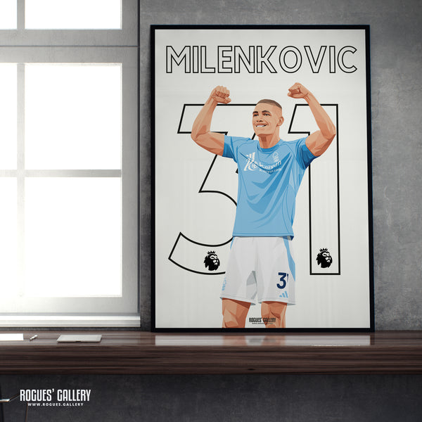 Nikola Milenkovic - Nottingham Forest - A0, A1, A2 or A3 Premier League Name & Number Prints