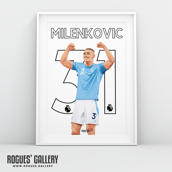 Nikola Milenkovic - Nottingham Forest - A0, A1, A2 or A3 Premier League Name & Number Prints