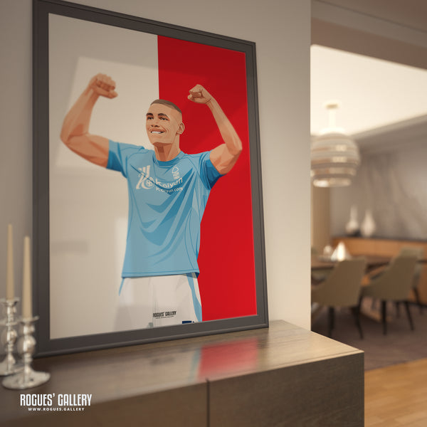 Nikola Milenkovic - Nottingham Forest - A0, A1, A2 or A3 Red & White Prints