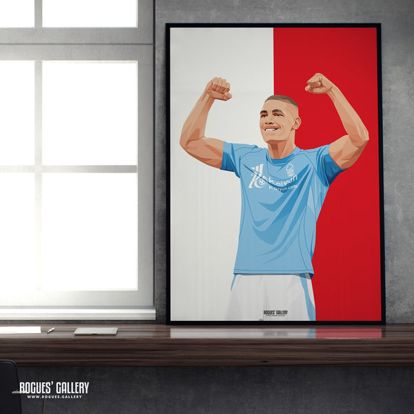 Nikola Milenkovic - Nottingham Forest - A0, A1, A2 or A3 Red & White Prints