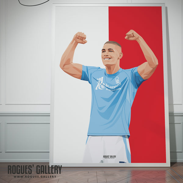 Nikola Milenkovic - Nottingham Forest - A0, A1, A2 or A3 Red & White Prints