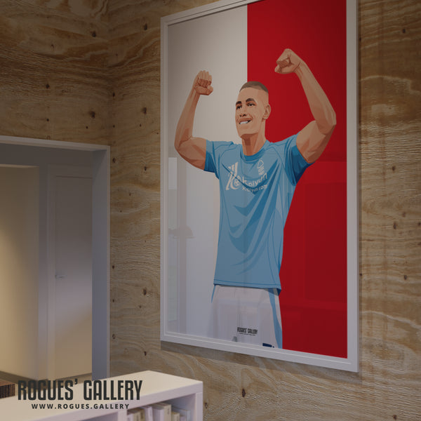 Nikola Milenkovic - Nottingham Forest - A0, A1, A2 or A3 Red & White Prints