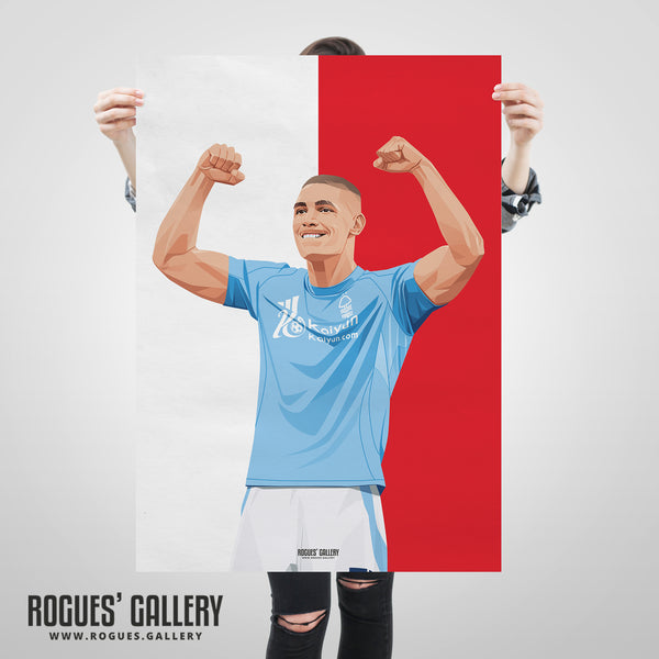 Nikola Milenkovic - Nottingham Forest - A0, A1, A2 or A3 Red & White Prints