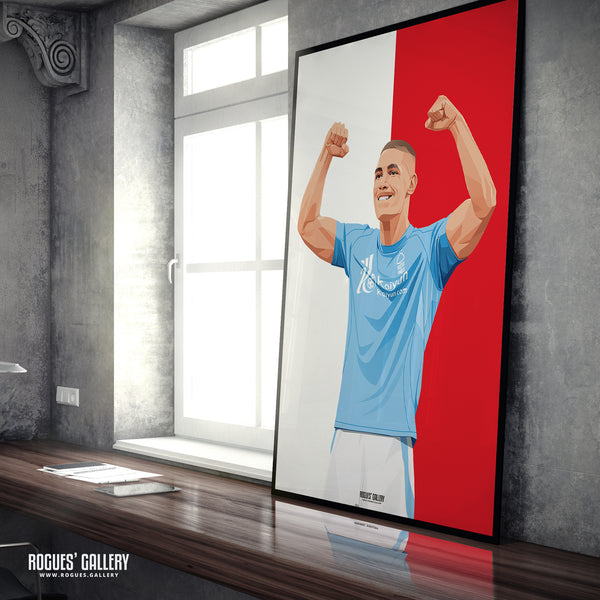 Nikola Milenkovic - Nottingham Forest - A0, A1, A2 or A3 Red & White Prints