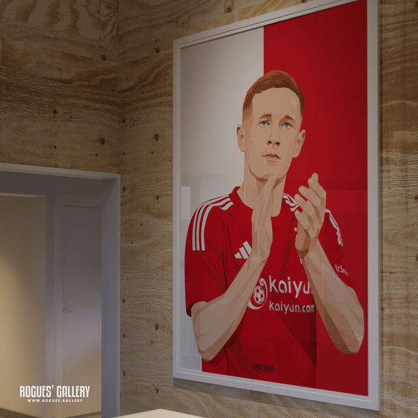Elliot Anderson - Nottingham Forest - A0, A1, A2 or A3 Red & White Prints