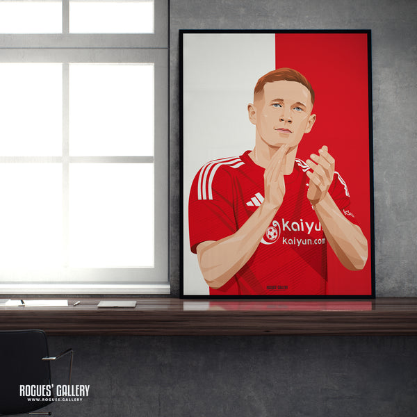 Elliot Anderson - Nottingham Forest - A0, A1, A2 or A3 Red & White Prints