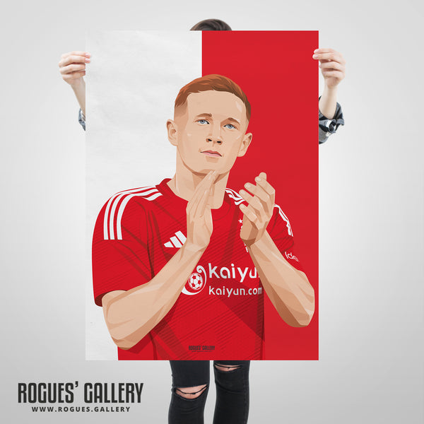 Elliot Anderson - Nottingham Forest - A0, A1, A2 or A3 Red & White Prints