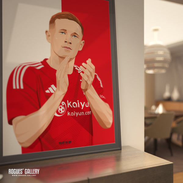 Elliot Anderson - Nottingham Forest - A0, A1, A2 or A3 Red & White Prints