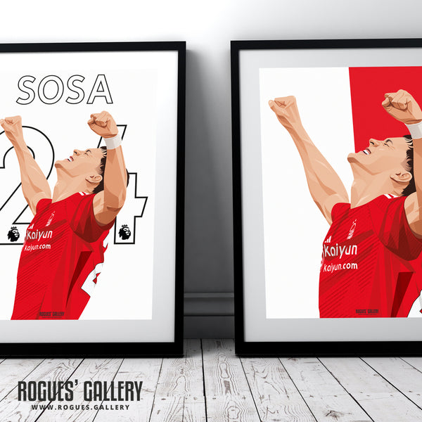 Ramon Sosa - Nottingham Forest - A0, A1, A2 or A3 Red & White Prints