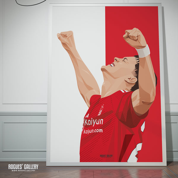 Ramon Sosa - Nottingham Forest - A0, A1, A2 or A3 Red & White Prints