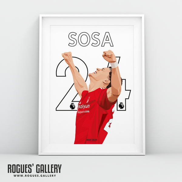Ramon Sosa - Nottingham Forest - A0, A1, A2 or A3 Premier League Name & Number Prints