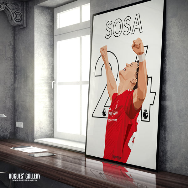 Ramon Sosa - Nottingham Forest - A0, A1, A2 or A3 Premier League Name & Number Prints