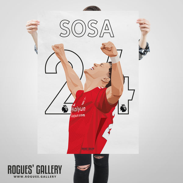 Ramon Sosa - Nottingham Forest - A0, A1, A2 or A3 Premier League Name & Number Prints