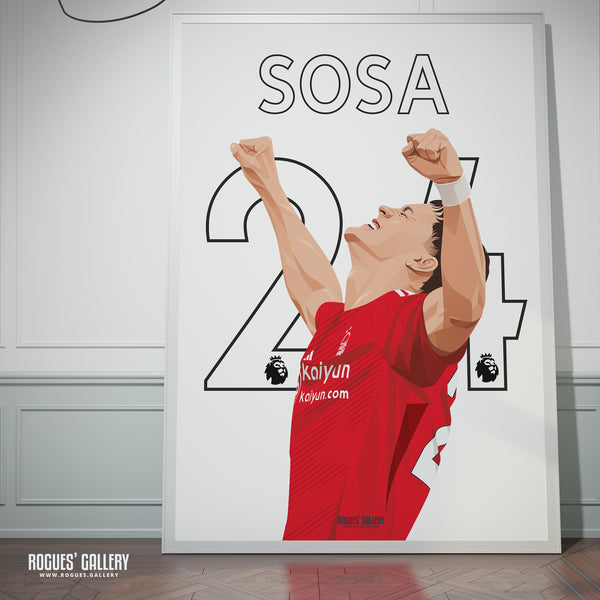 Ramon Sosa - Nottingham Forest - A0, A1, A2 or A3 Premier League Name & Number Prints