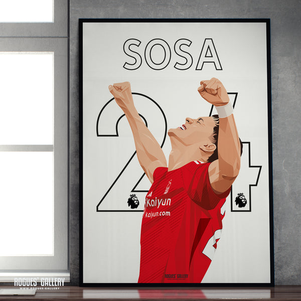Ramon Sosa - Nottingham Forest - A0, A1, A2 or A3 Premier League Name & Number Prints