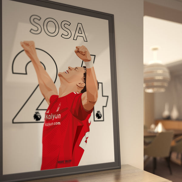 Ramon Sosa - Nottingham Forest - A0, A1, A2 or A3 Premier League Name & Number Prints