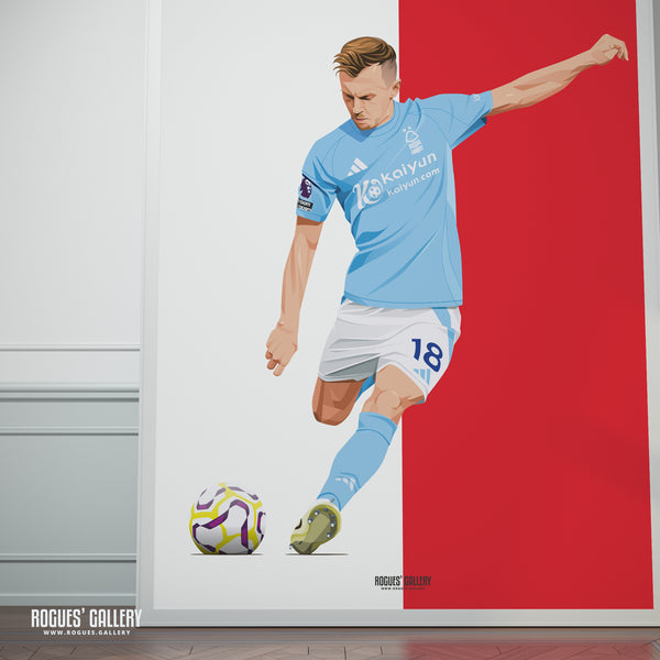 James Ward Prowse - Nottingham Forest - A0, A1, A2 or A3 Red & White Prints