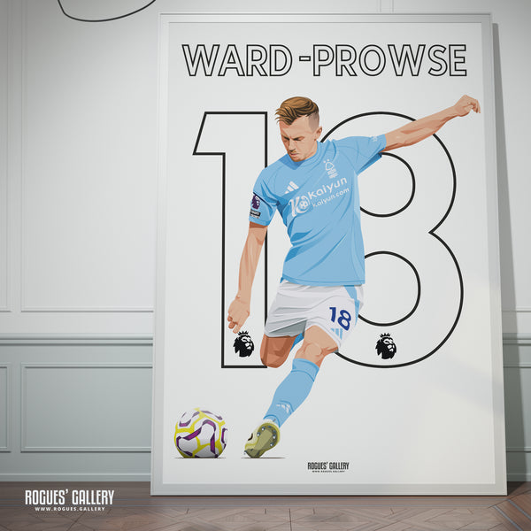 James Ward Prowse - Nottingham Forest - A0, A1, A2 or A3 Premier League Name & Number Prints