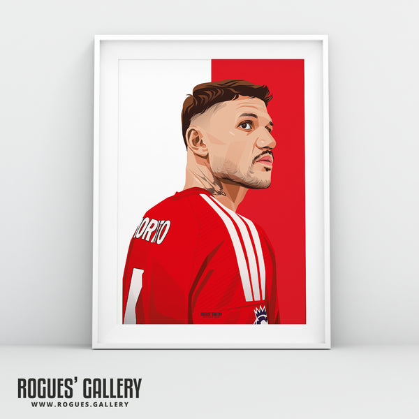 Morato - Nottingham Forest - Signed A3 Red & White Prints