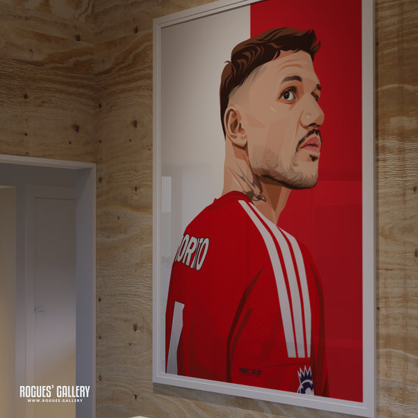 Morato - Nottingham Forest - Signed A3 Red & White Prints
