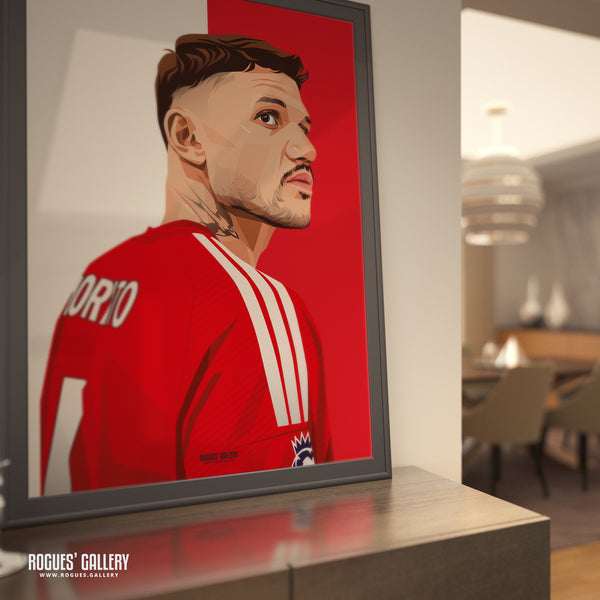 Morato - Nottingham Forest - Signed A3 Red & White Prints