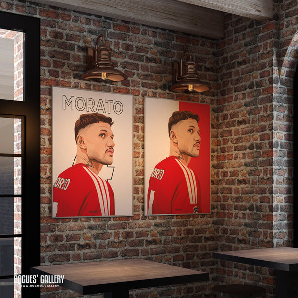 Morato - Nottingham Forest - Signed A3 Red & White Prints
