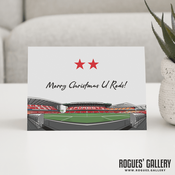 2 Stars above The City Ground - Brian Clough Stand Version - Forest Greeting Cards