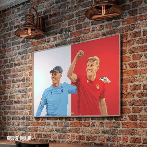 1-0 To The Nottingham - Ryan Yates & Dean Henderson celebrate victory over Liverpool - Nottingham Forest - A0, A1, A2 or A3 Red & White Prints