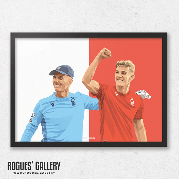 1-0 To The Nottingham - Ryan Yates & Dean Henderson celebrate victory over Liverpool - Nottingham Forest - A0, A1, A2 or A3 Red & White Prints