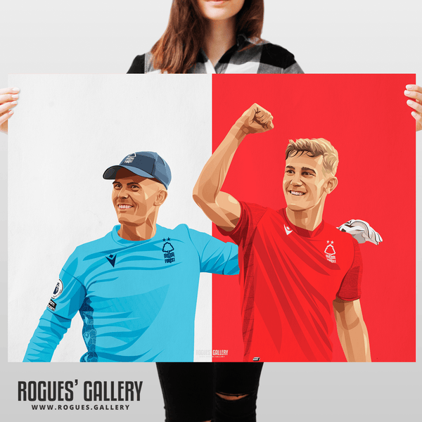 1-0 To The Nottingham - Ryan Yates & Dean Henderson celebrate victory over Liverpool - Nottingham Forest - A0, A1, A2 or A3 Red & White Prints