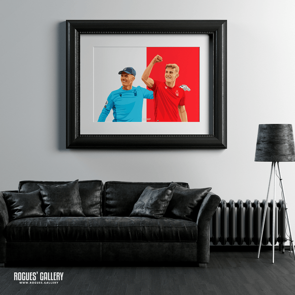 1-0 To The Nottingham - Ryan Yates & Dean Henderson celebrate victory over Liverpool - Nottingham Forest - A0, A1, A2 or A3 Red & White Prints