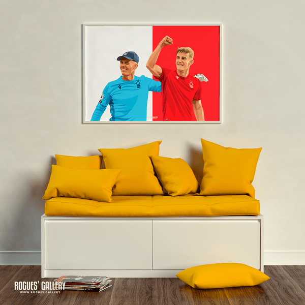 1-0 To The Nottingham - Ryan Yates & Dean Henderson celebrate victory over Liverpool - Nottingham Forest - A0, A1, A2 or A3 Red & White Prints