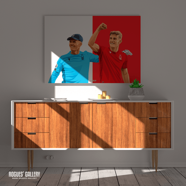 1-0 To The Nottingham - Ryan Yates & Dean Henderson celebrate victory over Liverpool - Nottingham Forest - A0, A1, A2 or A3 Red & White Prints