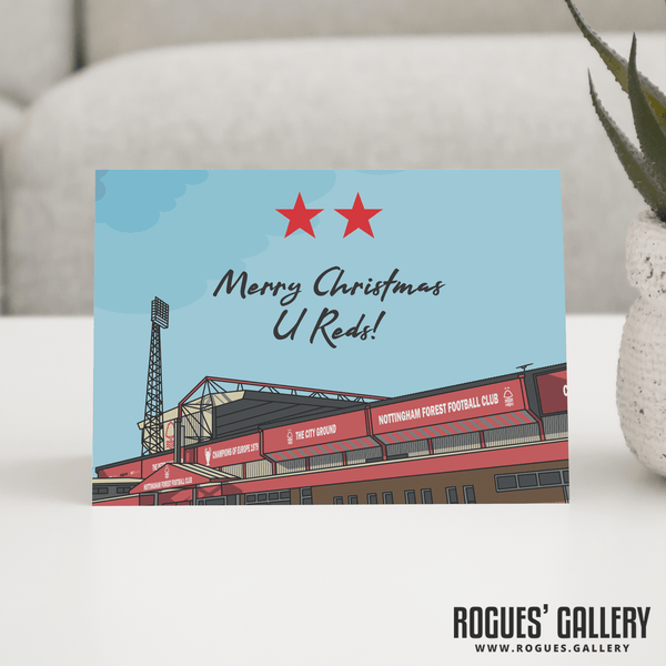 2 Stars above The City Ground - Car Park Version - Forest Greeting Cards