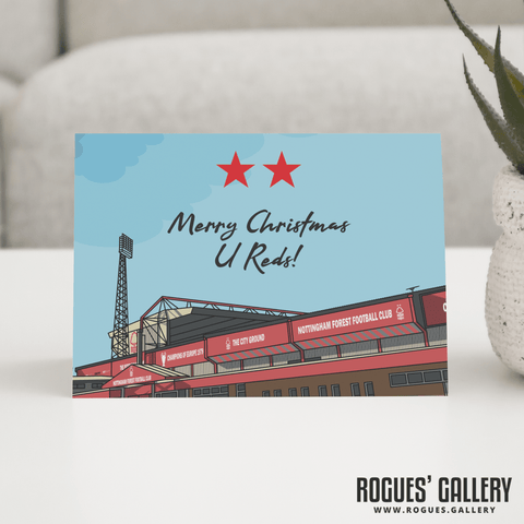 2 Stars above The City Ground - Car Park Version - Forest Greeting Cards